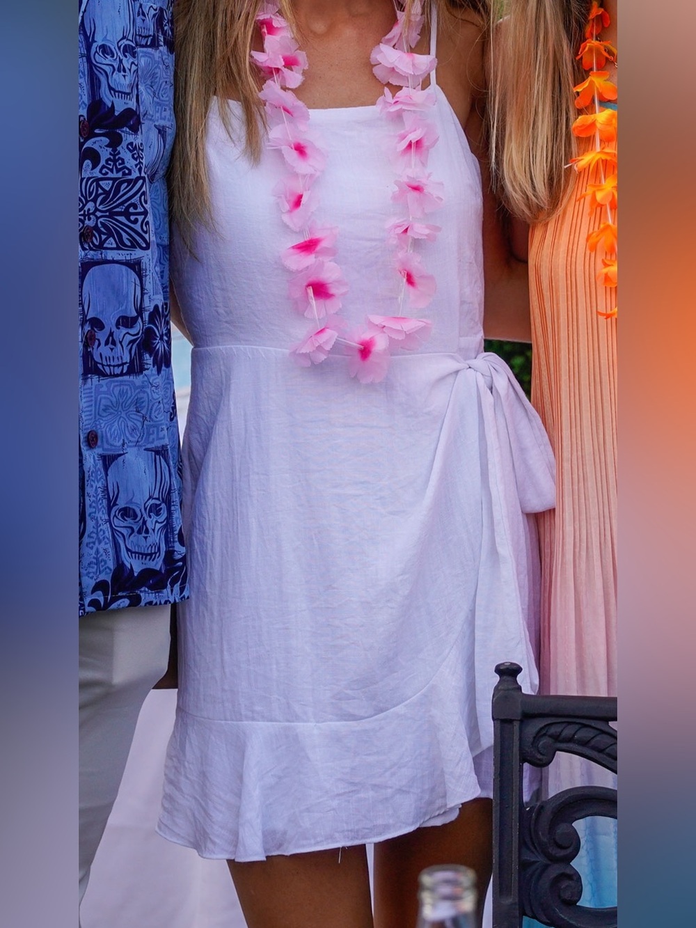 White sun dress with tie